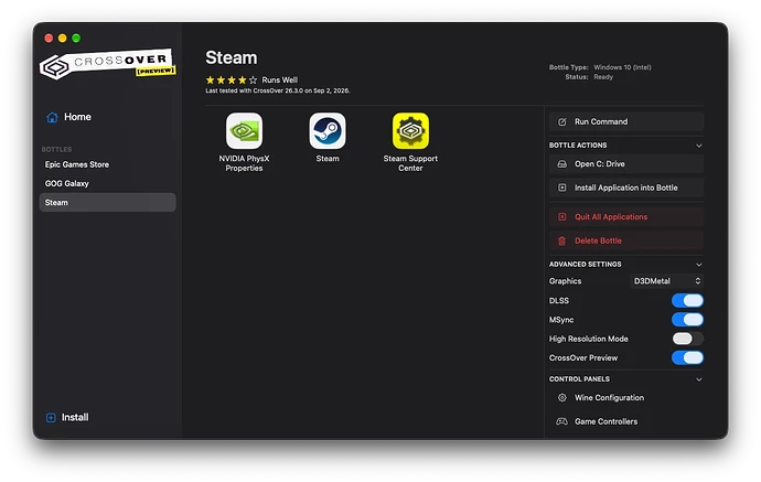 CrossOver Dark Mode